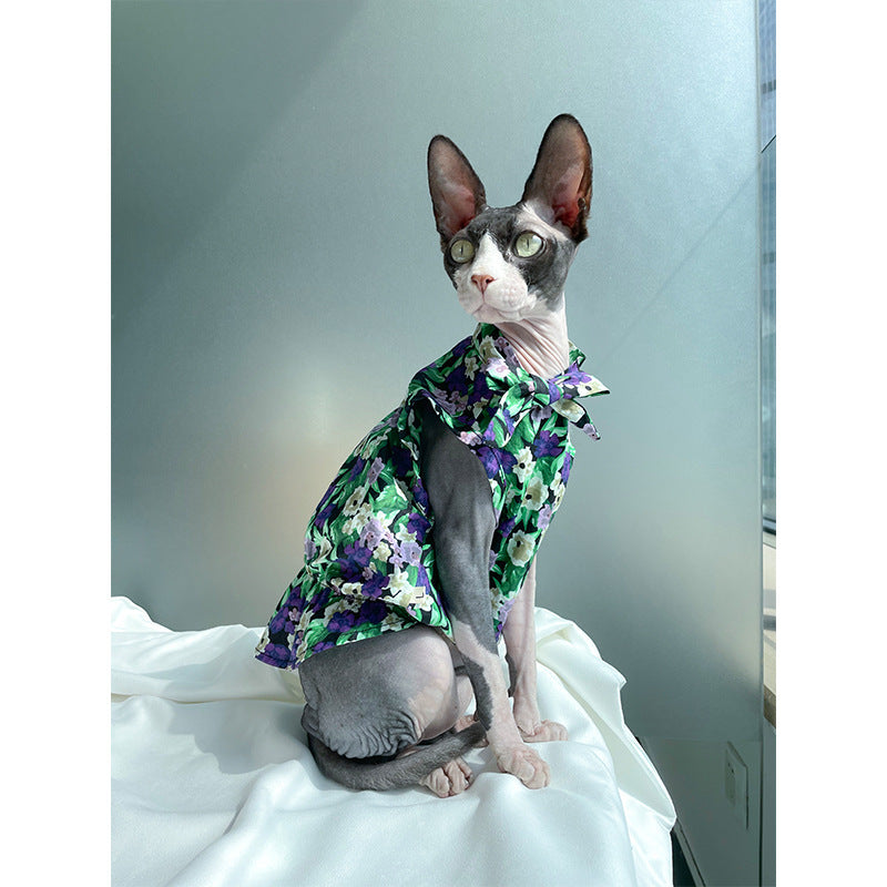 Cat Clothes Summer Thin Floral Dress Sphinx Hairless