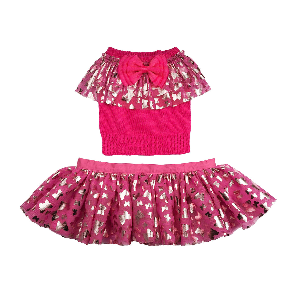 Doggy Parton Ruffle Sweater Skirt Set for Dogs - Small, Pink