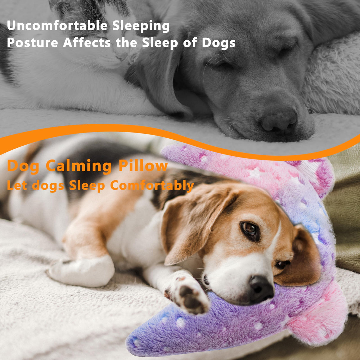 Maiiu Pet Calming Pillow for Dogs, Soft U-Shaped Pillow Glow in The Dark, Joint Relief, Sleep Comfortably,Suit for Small, Medium, Large Dogs, Fluffy Pet Neck Pillow (S-Pink)