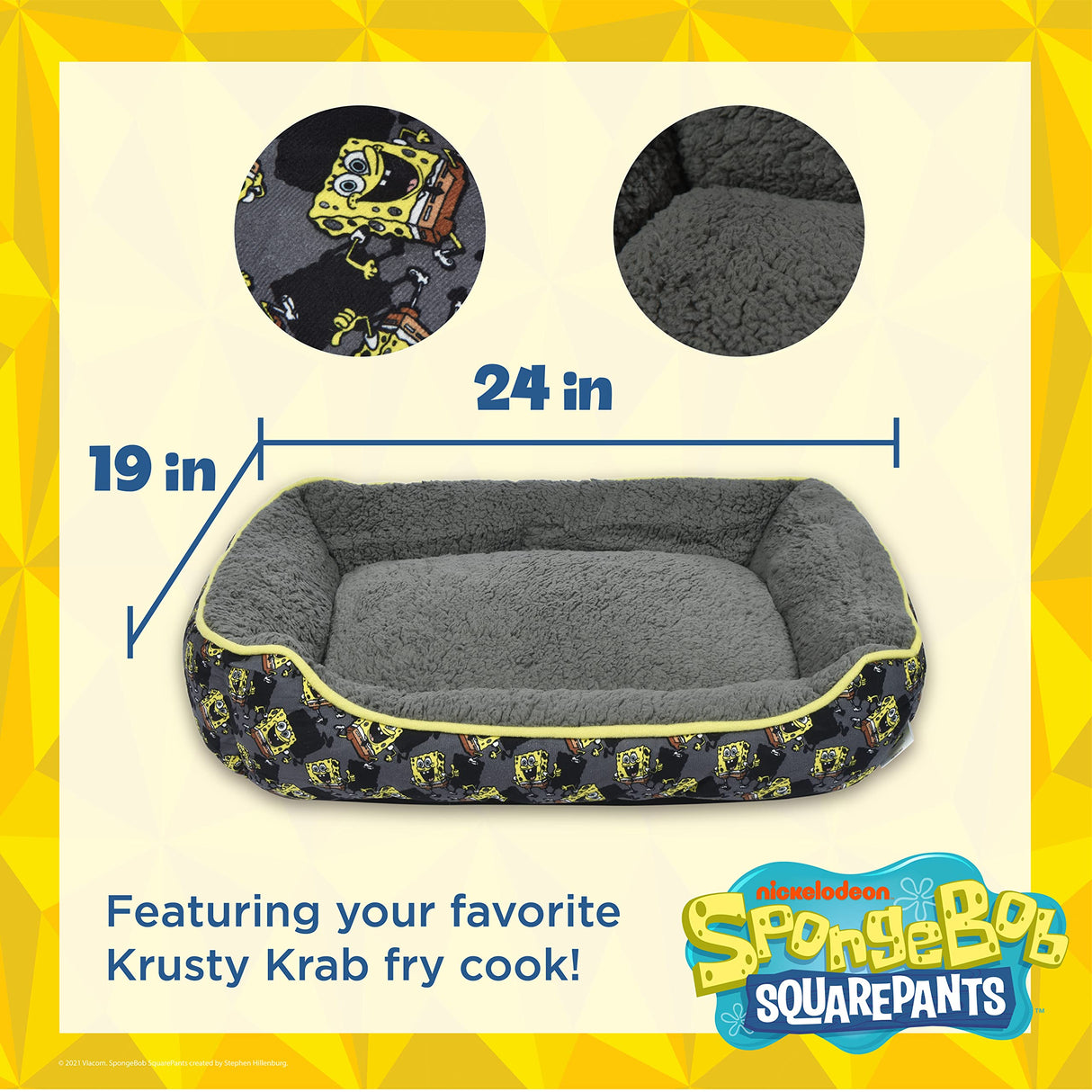 SpongeBob SquarePants for Pets Shadow in the Dark Cuddler Dog Bed, 24"L x 9.5"W x 4.7"Th, Polyester, Officially Licensed