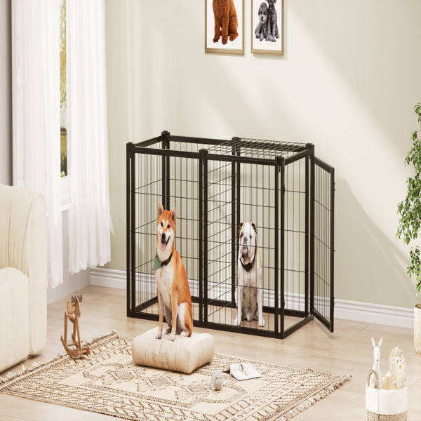 Dog Cage 47.2 Inches, Suitable For Small And Medium-sized Dogs, With A Top Dog Fence, Pet Cage, Indoor, Black. 47.2 Inches Long X 22 Inches Wide X 24 Inches High.