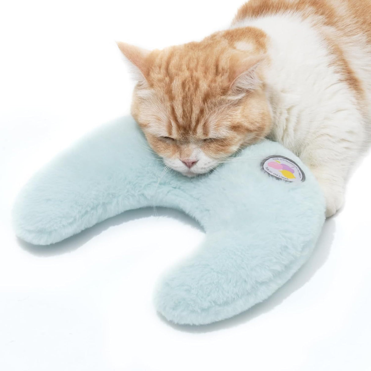 MEWOOFUN U-Shaped Orthopedic Pet Pillow - 10.6x9.8 Inch Fluffy Support For Cats & Puppies, Joint Relief & Improved Sleep Blue