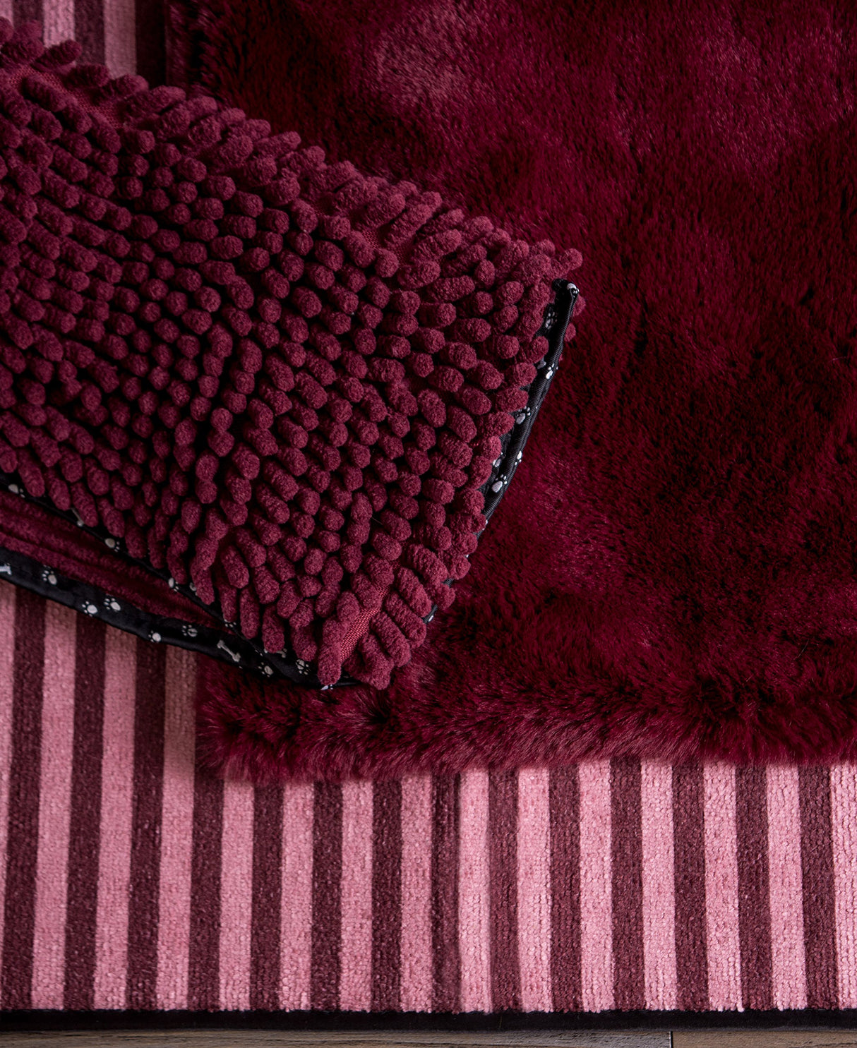 Bone Dry Ultra Soft Faux Fur Pet Crate Liner, XX-Large, 27x42", Cranberry