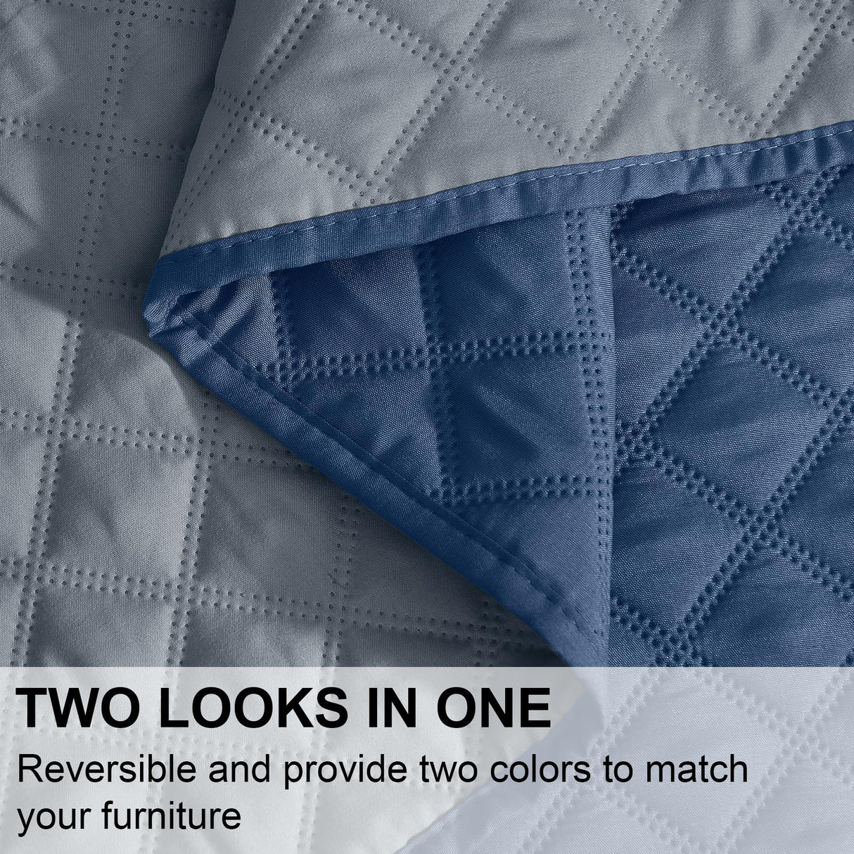 NICETOWN Waterproof Throw Blanket for Dogs & Indoor Cats, Washable Pet Furniture Floor Protector for Medium Large Dog Reversible Couch Cover, 52" Wide x 82" Long, 1 Panel, Navy/Stone Blue