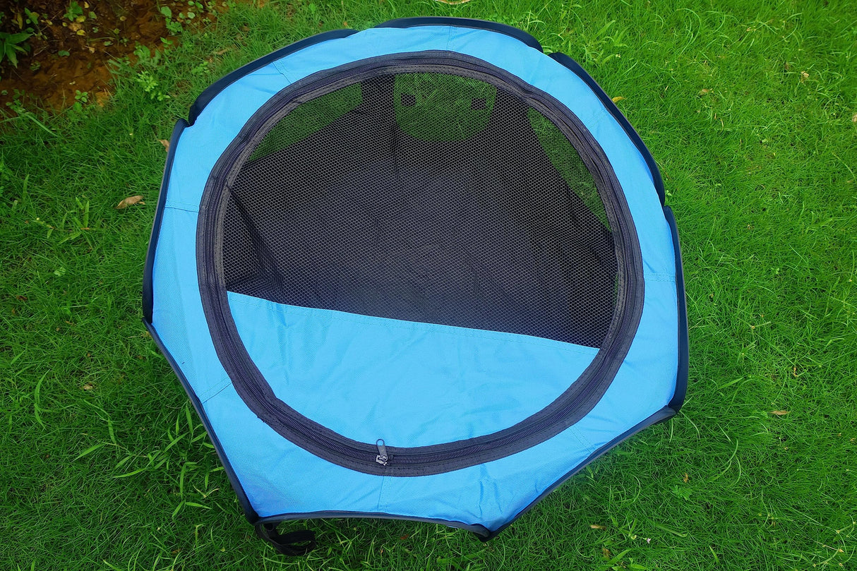 MEHONGCAN Portable Pet Playpen,Foldable Dog Playpen for Dogs and Cats,Rabbits,Pet Exercise Pet Tents Indoor Outdoor Use (S(28.7" x 28.7" x 16"), Blue)