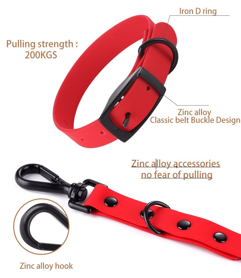Pet Silicone Collar And Leash Set Comes With A Suitable For Small And Large Dogs, Waterproof And Easy To Clean