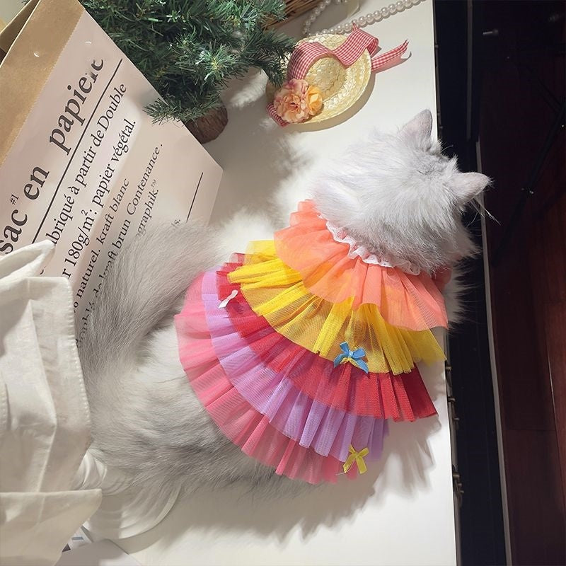 Pet Cat Clothes Dog Lace Mesh Dress