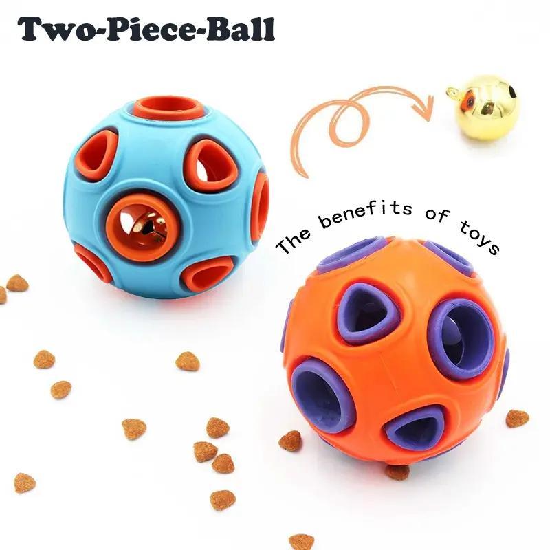 Dog Rubber Ball With Bell Sound, 2-Pack, Interactive Pet Chew Toy For Puppies And Small Dogs