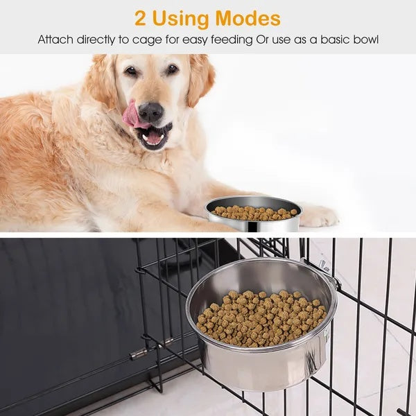 Detachable Pet Cage Food Water Bowl With Clamp Holder