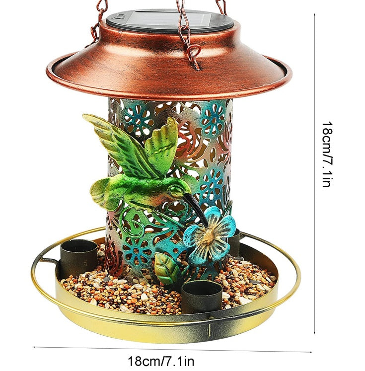 Solar Bird Feeder For Outdoors Hanging, Metal Wild Bird Feeder For Cardinals Solar Garden Lantern With S Hook As Gift For Bird Lovers