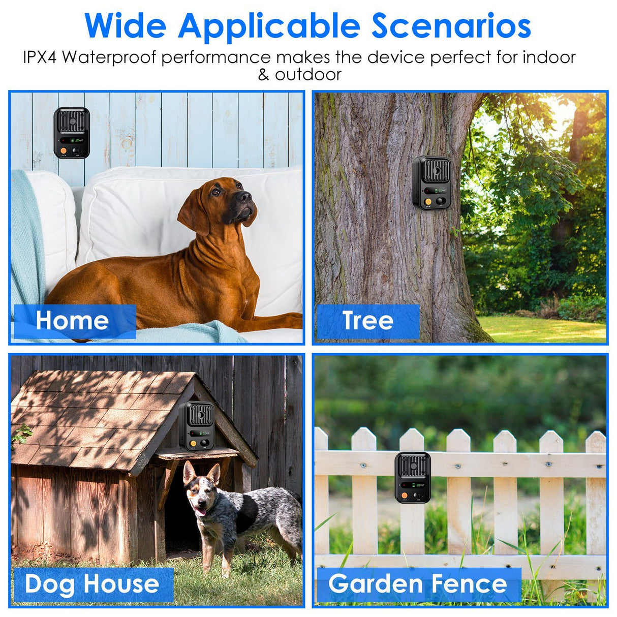 Black-Green Color Options -- 1Pc Ultrasonic Anti-Barking Device Rechargeable Auto Dog Bark Control Deterrent Box Training Device IPX4 Waterproof With 3 Frequency Max 32.8Feet Sensing Distance For Most