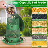 1Pc Wild Bird Feeder Squirrel-Proof Chew-Proof Metal Bird Seed Feeder Outdoor Hanging Bird Feeder With 360 Degree Circular Perches Water Cups For Yard Garden Patio