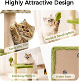 Mewoo Large Cat Tree Tower For Adult Cats - Multi-Level Scratching Post With Removable Perch & Interactive Toys, Indoor Cat Furniture For Kittens Green