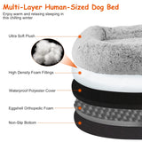 1Pc Large Foldable Human Size Dog Bed With Pillow Blanket Flurry Plush Napping Human-Sized Dog Bed Machine Washable Zipped Removable Cover For Pets Kids Adults Grey 71x45x10in