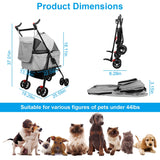1Pc 4-Wheels Pet Stroller Foldable Carrier Strolling Cart Travel Jogger Pet Stroller With Removable Liner Storage Basket For Dog Cat