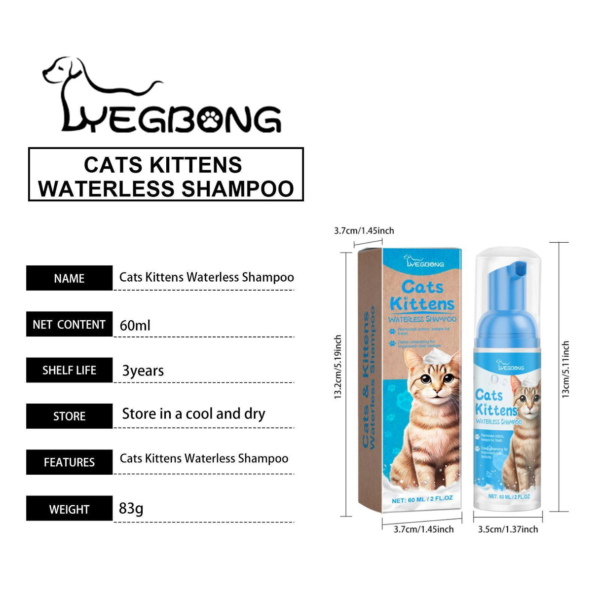 Yegebang Cat Cleaning Mousse Mild Non-irritating Pet Cleaning Foam