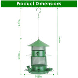 1Pc Wild Bird Feeder Squirrel-Proof Chew-Proof Metal Bird Seed Feeder Outdoor Hanging Bird Feeder With 360 Degree Circular Perches Water Cups For Yard Garden Patio