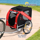 Dog Bike Trailer With Easy Folding Cart Frame, Large Wheels, 3 Entrances, Mesh Screen, For Dogs Within 44 Lbs, Red & Black