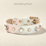 Dog Cat Collar Luxury Gemstone Pet Collar Leash Set Handcrafted Jewel Accented Necklace Style Neck Strap For Cats Small To Medium Dogs Elegant Adjustable Walking Accessory Luxury Pet Gift For Cats Dog