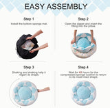 MEWOOFUN Donut Cat Bed For Indoor Cats - Round Washable Plush Pet Bed With Jacquard Shaggy Fabric & Non-Slip Bottom, Calming Small Dog Bed For Puppy & Kitten, 23 Inch Blue Check