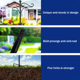 Two Heavy Duty 76 Inch Outdoor Metal Shepherd's Hooks Traditional Double Bird Feeder Pole With Five Finger Adjustable Plant Hooks Suitable For Garden And Wedding Decoration Suitable For Bird Feeders P