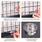 Detachable Pet Cage Food Water Bowl With Clamp Holder