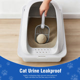 Stainless Steel Cat Litter Box With Lid, Large Cat Litter Box For Big Cats, Scoop And Mat Included