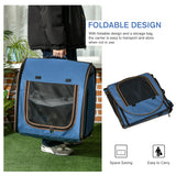 Portable Twin Compartment Show House Cat Cage 39  Soft-Sided Pet Kennel With Soft Cushions  Storage Bag Blue