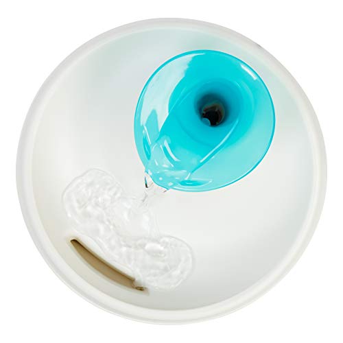 IRIS USA Cat Water Fountain, 44oz / 1.3L, Kitty Spout , Dog Fountain Water Bowl, Silent and Replaceable Charcoal Filter, White/Blue