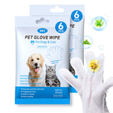 Cleaning Wipes Gloves For Dog And Cat,Pet Bathing Wipes Cleaning & Deodorizing,Dog Wipes For Body Paws Butt Daily Care,Cat Grooming Wipes Cleaning Fur Traveling Rinse Free,6PCS-1PACK