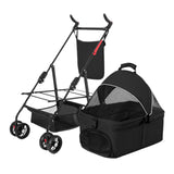 1Pc 4-Wheels Pet Stroller Foldable Carrier Strolling Cart Travel Jogger Pet Stroller With Removable Liner Storage Basket For Dog Cat