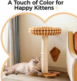 Mewoo Cat Scratching Post With Bed - Small Cat Tower With Sisal Scratcher, Removable Perch & Ball Track Toys For Indoor Cats Brown, Medium