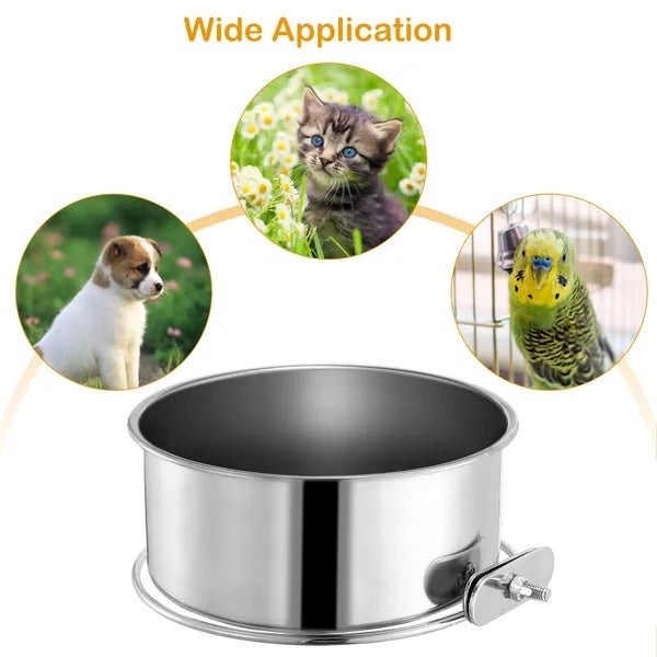 Detachable Pet Cage Food Water Bowl With Clamp Holder
