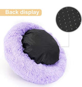 Purrfect Cat Beds - Washable 20/24 inches, Anti-Anxiety Round Plush Faux Fur, Thick Bottom (Purple, Medium) - Suitable for Indoor Cats & Small/Medium Dogs