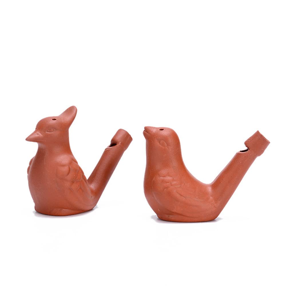 KVMORZE 2Pcs Bird Water Whistles, Funny Ceramic Water Whistles, Warbler BirdWhistles Noise Makers, Purple Clay Pottery Waterfowl Whistle for Birthday Favors Gifts or Outdoor Accessories