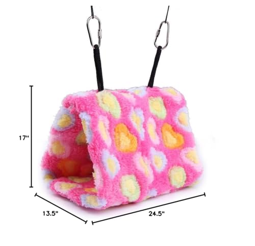 Vktech® Plush Snuggle Bird Hammock Hanging Snuggle Cave Happy Hut Bird Parrot Hideaway Size M (23.5 * 22cm) (Pink)
