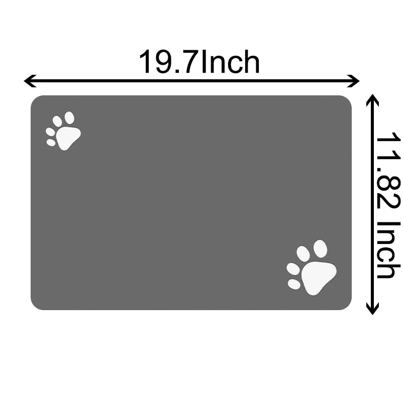 Pet Feeding Mat, Absorbent Pet Placemat for Food and Water Bowl, No Stains Quick Dry Cat Dog Food Bowl Mat, Dog Accessories Pet Supplies-Dog Water Bowl for Messy Drinkers(12"x19", Dark Gray)