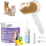 Universal Pet Steam Brush For Cats And Dogs 3-in-1 Spray Hair Removal Comb With Waterless Shampoo And Ear Towel,Tiktok, Amazon, Walmart Banned