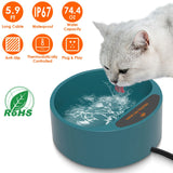 1Pc Heated Water Bowl For Dog Cat 74.4OZ Heating Water Dish IP67 Waterproof Thermal Water Bowl Heated Pet Bowl Dog Cat Water Feeder Bowl For Dog Cat Rabbit Pet