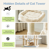 66 Inch Cat Tree Tower, Large Multi-Cat Climbing Extended Platform, Hammock, Pet House For Indoor Cats And Kittens Play
