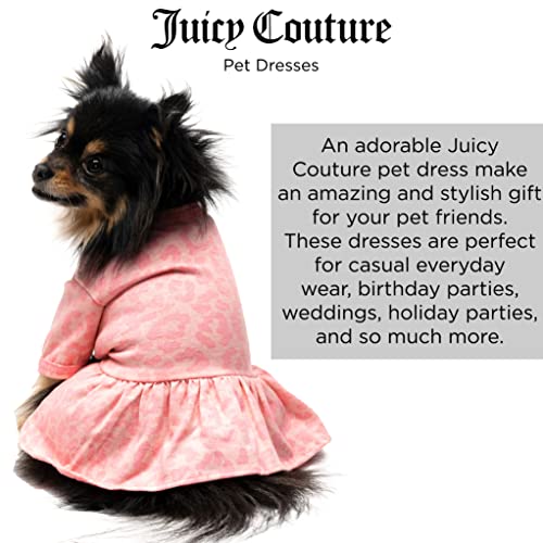 Juicy Couture Pink Leopard Tulle Dog Dress – Pullover Design Puppy Shirt with Elasticated Waistline and Flared Skirt, Doggie Clothes for Convenient Bathroom Breaks