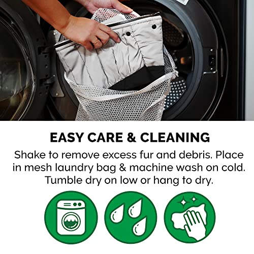 Furhaven Water-Repellent Small Dog Coat, Washable & Reflective w/ Leash Access & Stretch Fabric - Pro-Fit Active Jacket - Chrome, Small