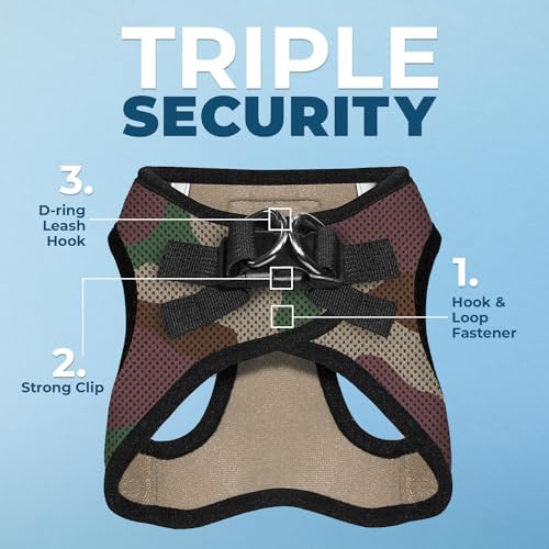 Voyager Step-in Air Dog Harness - All Weather Mesh, Reflective, No Pull Harness for Small, Medium Dogs, Cats - Secure with Hook & Loop Fastener, Buckle, Double D-Rings - Army/Black Trim, S