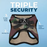 Voyager Step-in Air Dog Harness - All Weather Mesh, Reflective, No Pull Harness for Small, Medium Dogs, Cats - Secure with Hook & Loop Fastener, Buckle, Double D-Rings - Army/Black Trim, S