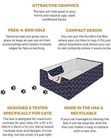 Purrfect Cat Box Modern Cat Box Lounger with Peek-a-Boo Cutout | Premium Corrugated Cardboard Cat Bed for Sleeping and Relaxation | Interactive Board Box for Indoor Kittens and Small Pets, Blue