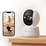 2K AI Security Camera Indoor, Baby Monitor Pet Camera 360° for Home Security, 2.4/5GHz Wi-Fi 6, 2-Way Audio, Smart Motion Tracking, IR Night Vision, Fire Detection, Cloud Storage C10