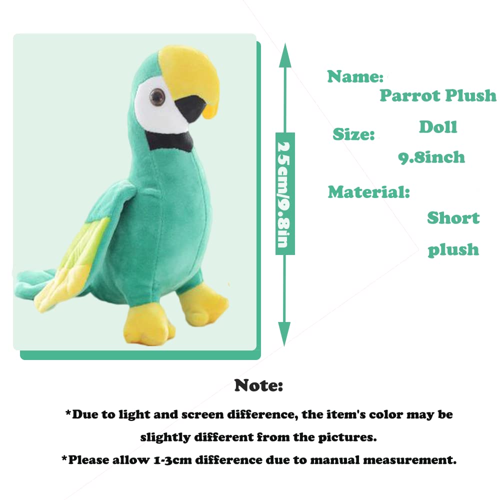 CHELEI2019 9.8" Parrot Stuffed Animal Soft Bird Stuffed Animal Parrot Plush Toy Gifts for Kids