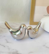 ITrixgan Small Silver Birds Shelf Decor Modern Style Figurine Cute Table Top Animal Decorations for Living Room, Bedroom, Office Desktop, Cabinets