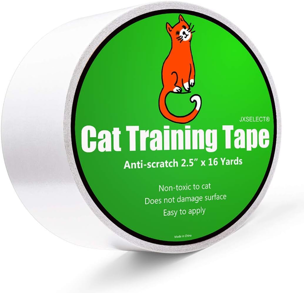 Anti-Scratch Tape for Furniture - Stop Cats from Scratching Couch, Chair Corners, Door Frames, Countertops, and Carpets, Clear Double-Sided Cat Training Tape, 2.5" x 16 Yards Roll