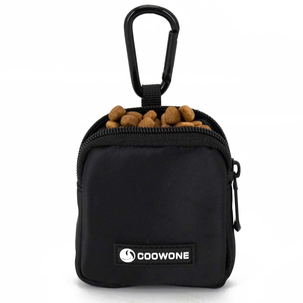 Waterproof Dog Treat Pouch, Dog Training Treat Pouch Built in Poop Bag Dispenser Adjustable Shoulder Bag (BLK) (BLK)